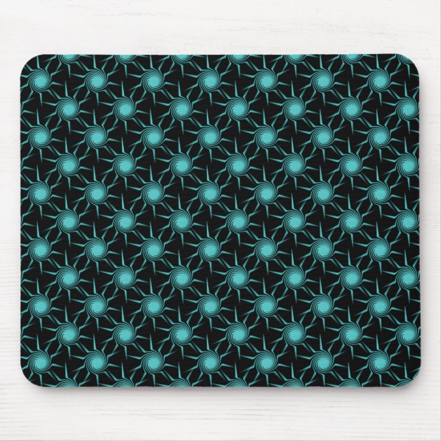 Bright Teal Swirling Suns Mousepad (Front)