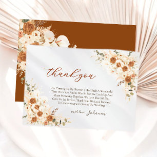 Bright Terracotta Floral Boho Bridal Shower Thank You Card
