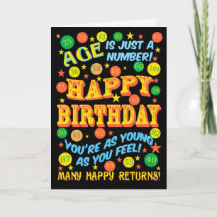 Bright Text-based Birthday for Any Age on Black Card