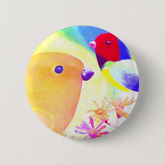 Bright Tie-Dye Birds 6 Cm Round Badge (Front)