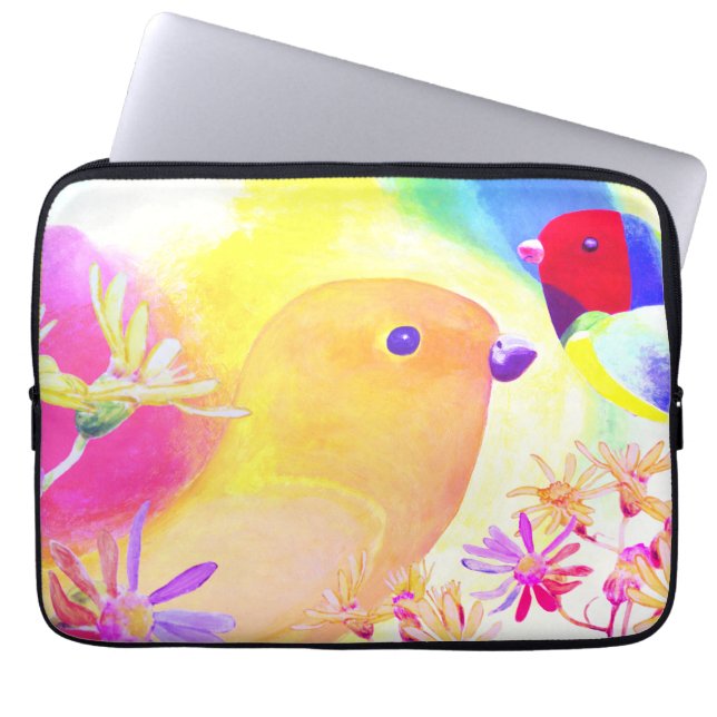 Bright Tie-Dye Birds Laptop Sleeve (Front)