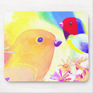 Bright Tie-Dye Birds Mouse Mat