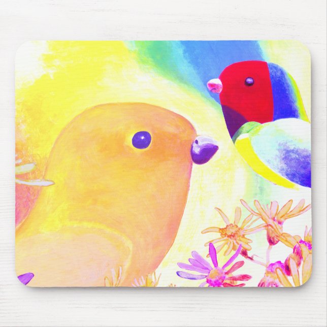 Bright Tie-Dye Birds Mouse Mat (Front)