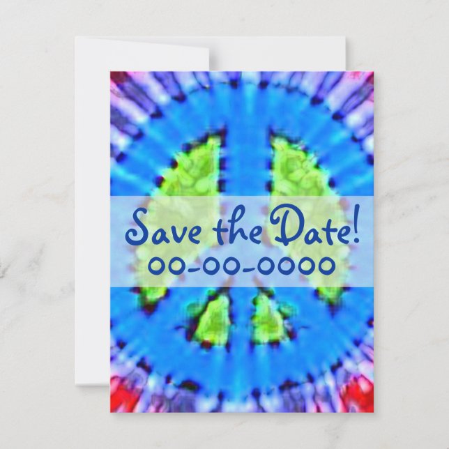 Bright Tie Dye Peace Sign Invitations (Front)