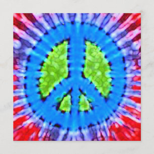 Bright Tie Dye Peace Sign Invitations