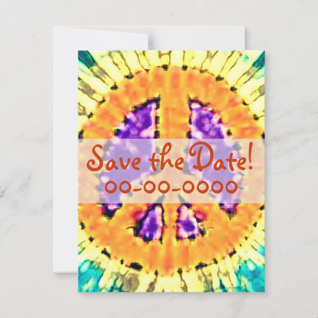 Bright Tie Dye Peace Sign Invitations (Front)