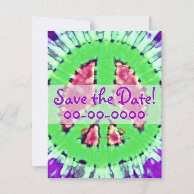 Bright Tie Dye Peace Sign Invitations (Front)