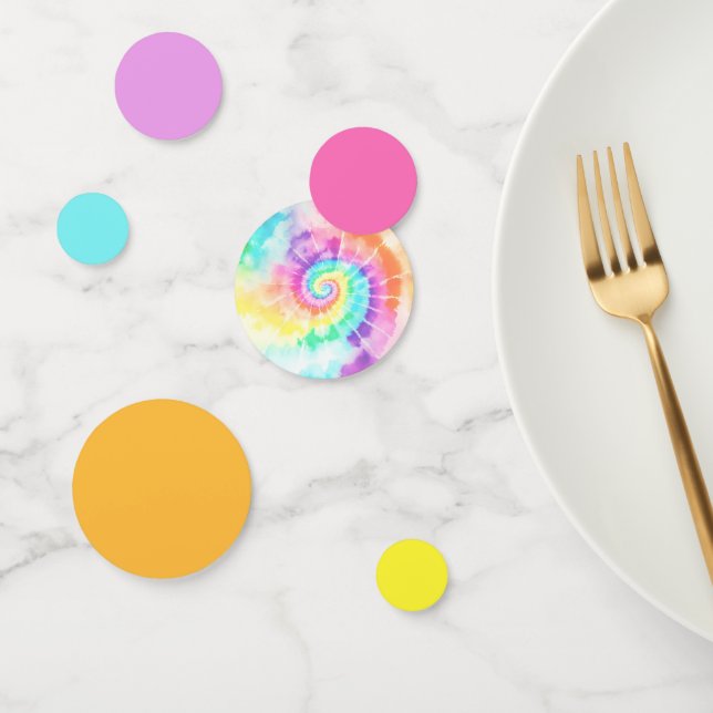 Bright Tie Dye Rainbow Hippie Birthday Table Confetti (Group)