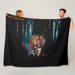 Bright Tiger Dark Forest Fleece Blanket