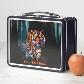 Bright Tiger Dark Forest Metal Lunch Box