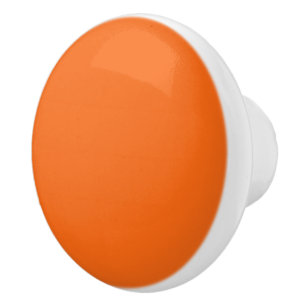 Bright Tiger Orange Solid Colour Print Ceramic Knob