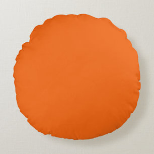 Bright Tiger Orange Solid Colour Print Round Cushion