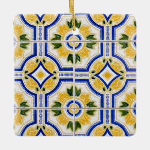 Bright tile pattern, Portugal Ceramic Tree Decoration