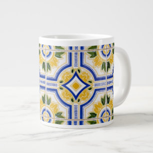 Bright tile pattern, Portugal Large Coffee Mug