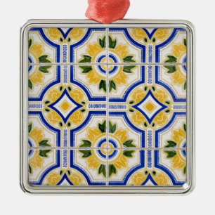 Bright tile pattern, Portugal Metal Tree Decoration