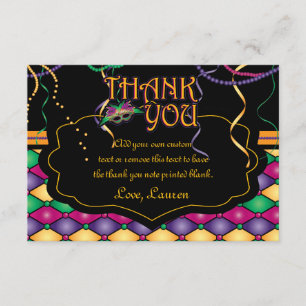 Bright Traditional Mardi Gras Thank You Cards