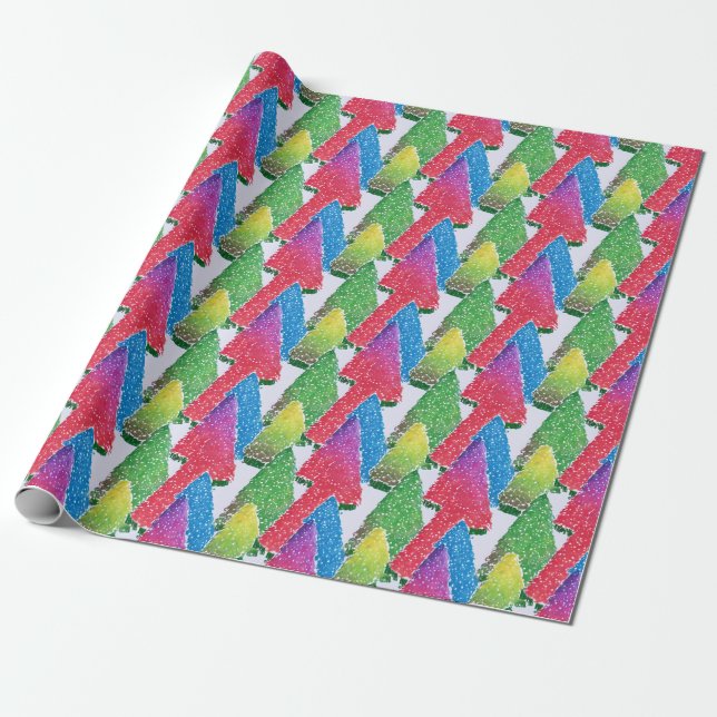 Bright Tree Wrapping Paper (Unrolled)