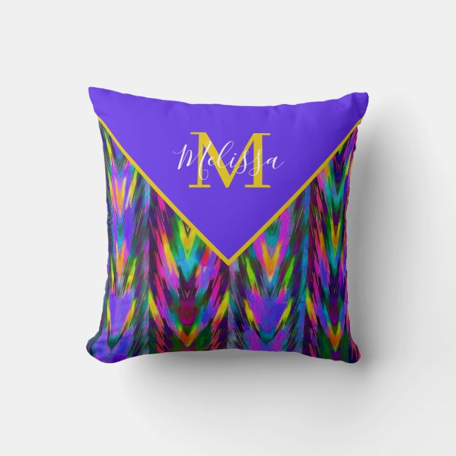 Bright tribal chevron personalised  throw pillow (Front)