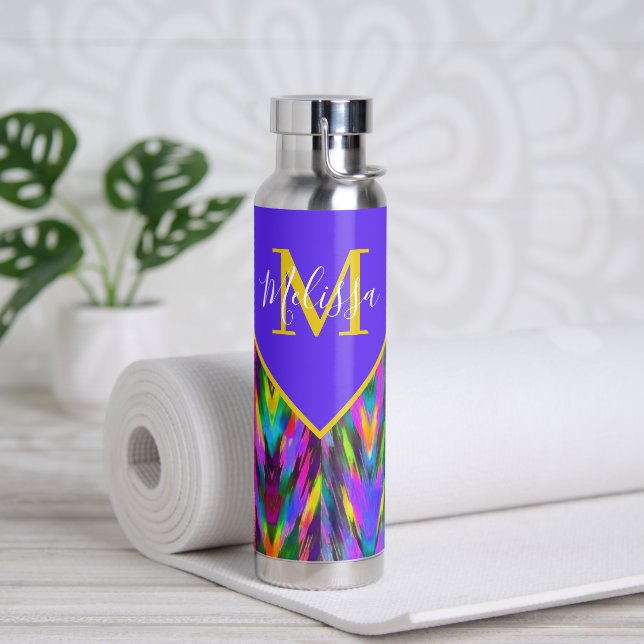 Bright tribal chevron personalised   water bottle (Yoga)