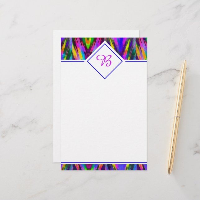 Bright tribal chevron  stationery (Front/Back In Situ)