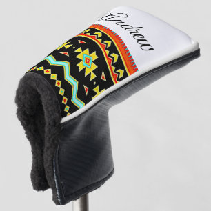 Bright tribal design personalised golf head cover