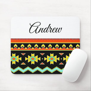 Bright tribal design personalised mouse mat