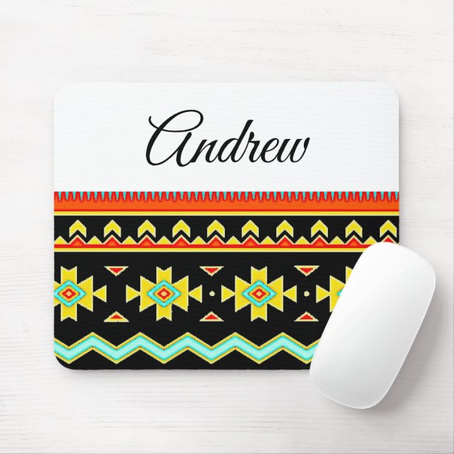 Bright tribal design personalised mouse mat (With Mouse)