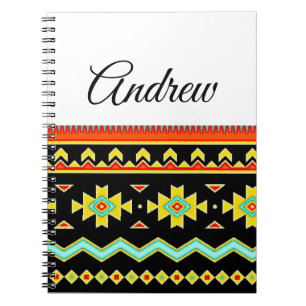 Bright tribal design personalised  notebook