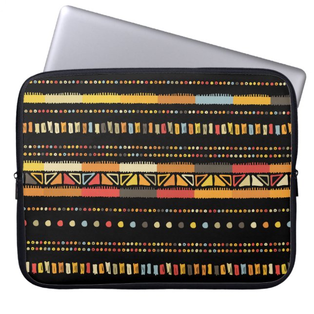 Bright Tribal Stripes Handmade Pattern Laptop Sleeve (Front)