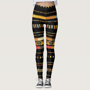 Bright Tribal Stripes Handmade Pattern Leggings