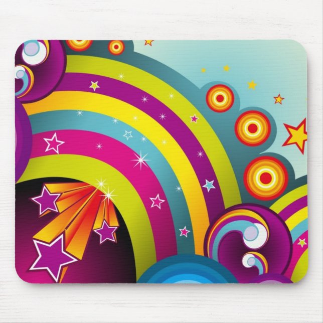 Bright trippy rainbow blue and purple mousepad (Front)
