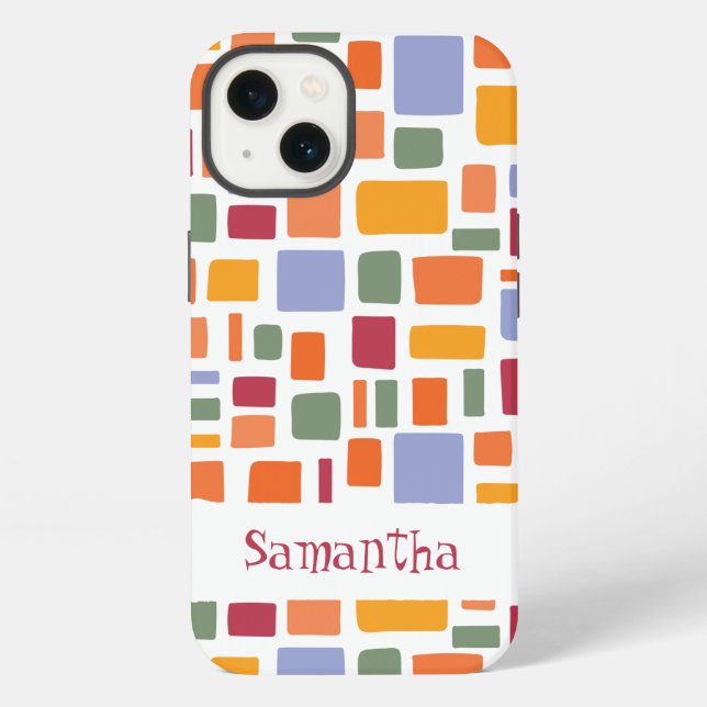 Bright Tropical Colours Wonky Squares & Rectangles iPhone Case (Back)