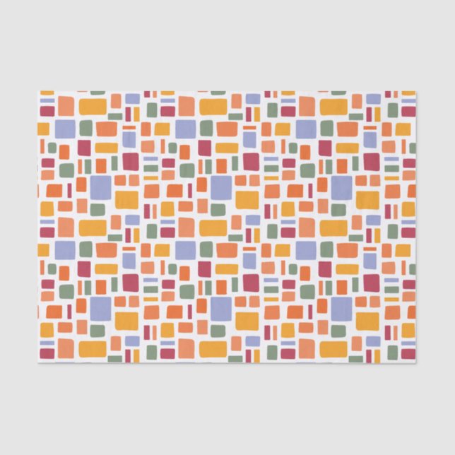 Bright Tropical Colours Wonky Squares & Rectangles Tissue Paper (Front)
