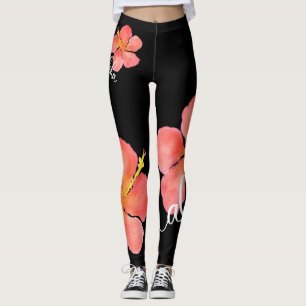 Bright, Tropical Floral Aloha Hibiscus Leggings