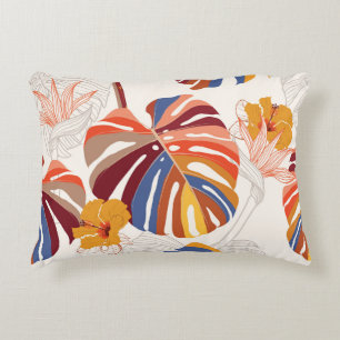 Bright Tropical Floral Hand Drawn Decorative Cushion