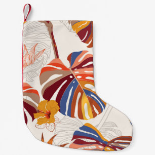 Bright Tropical Floral Hand Drawn Small Christmas Stocking