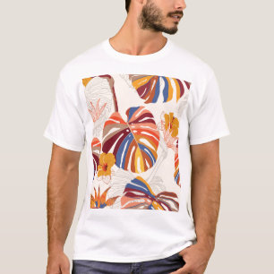 Bright Tropical Floral Hand Drawn T-Shirt