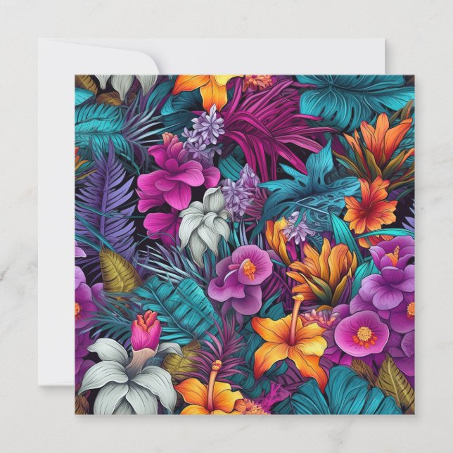Bright Tropical Floral Seamless Pattern Card (Front)