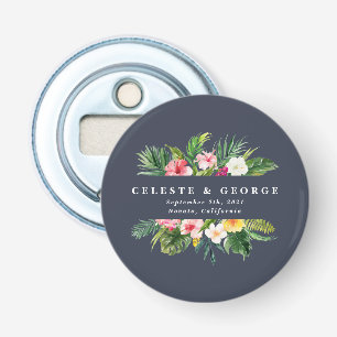 bright tropical floral wedding bottle opener