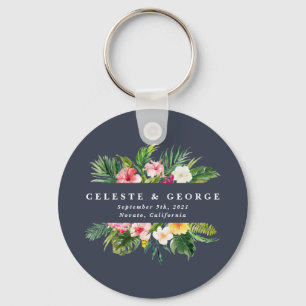 bright tropical floral wedding key ring