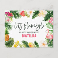 Bright tropical foliage lets flamingle birthday