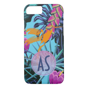 Bright Tropical Foliage Pattern with Hummingbird iPhone 8/7 Case