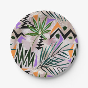 Bright tropical Hawaiian illustration, Paper Plate
