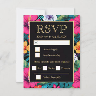  Bright Tropical Hibiscus Wedding RSVP Card