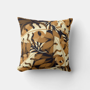 Bright Tropical Leaves Dark Pattern Cushion