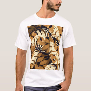 Bright Tropical Leaves Dark Pattern T-Shirt