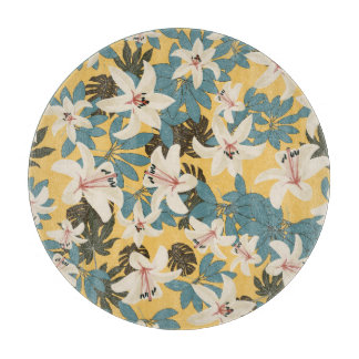 Bright Tropical Leaves Lily Pattern Cutting Board
