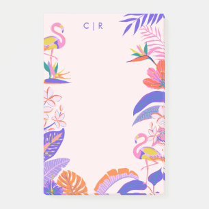 Bright Tropical Palms Flamingo Large Notes