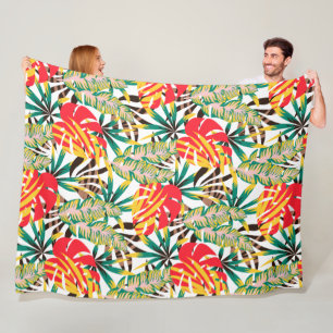 Bright Tropical Pattern Fleece Blanket