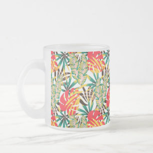 Bright Tropical Pattern Frosted Glass Coffee Mug